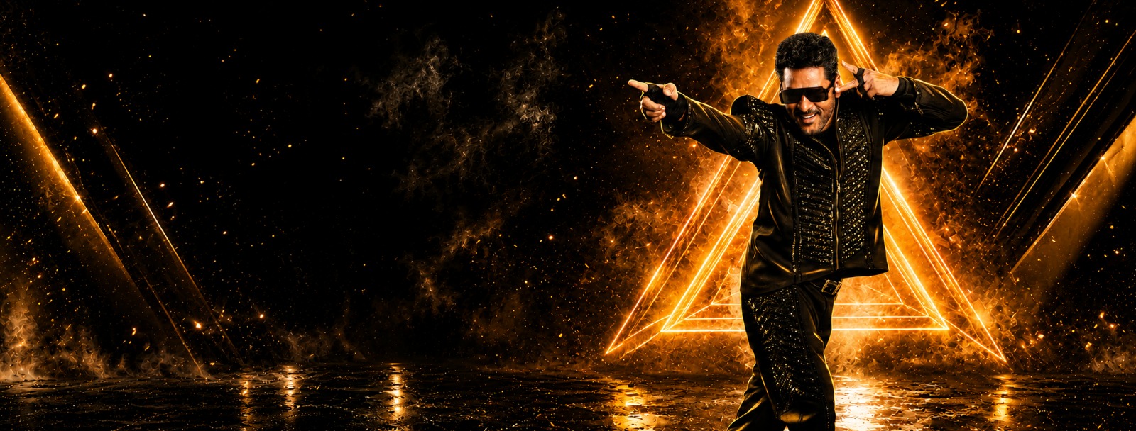 Prabhu Deva performing a dynamic dance move on stage